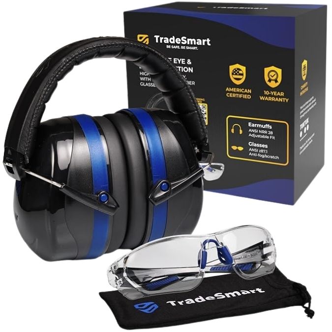 TradeSmart Shooting Ear Protection for Gun Range, NRR 28 Earmuffs & Eyewear