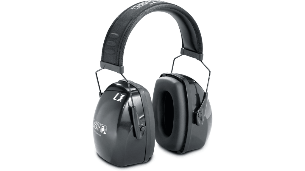 Howard Leight Leightning L3 passive shooting earmuffs in black on a white background.