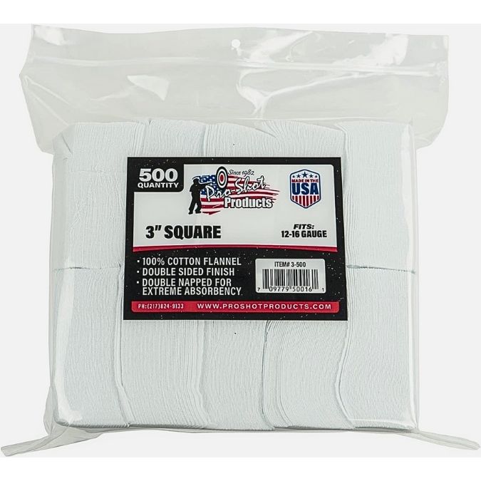 Pro-Shot Gun Cleaning Patches - 500 Count - 3 Inch - Square