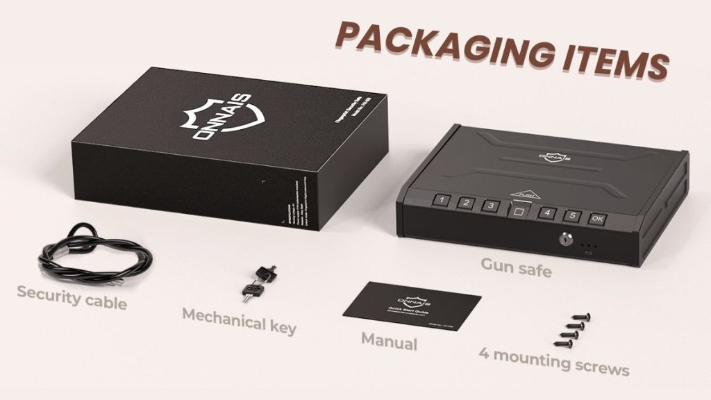 Onnais Iron Pro Max Gun Safe Packaging Items