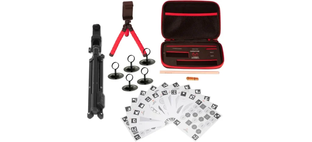 Mantis Laser Academy dry fire training kit with targets, tripod, phone holder, laser cartridge, and carrying case.