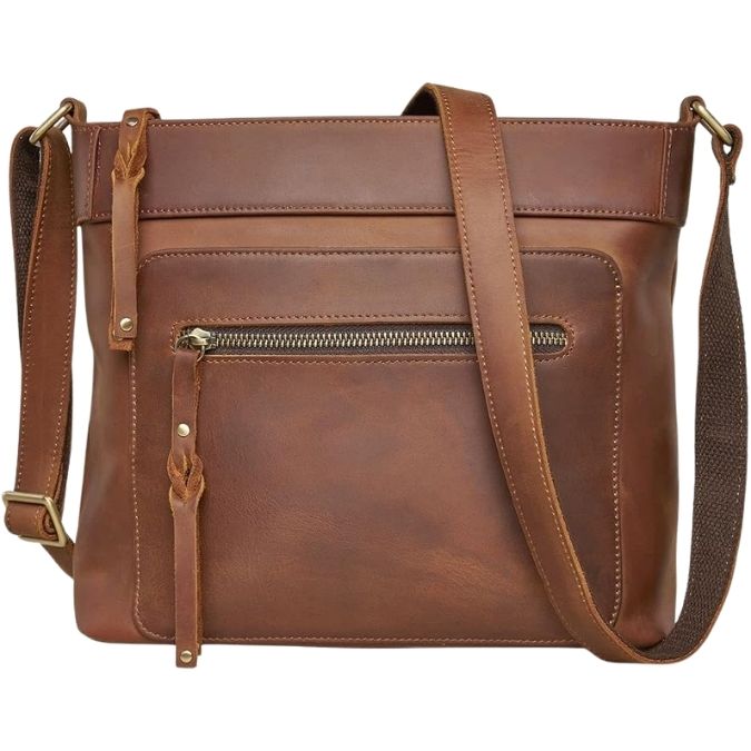 Concealed Carry Delaney Leather Tactical Crossbody with CCW Locking Zipper