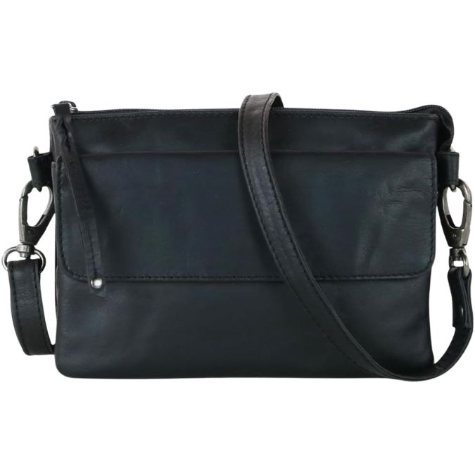 Concealed Carry Natasha RFID Leather Crossbody with Locking CCW Zippers