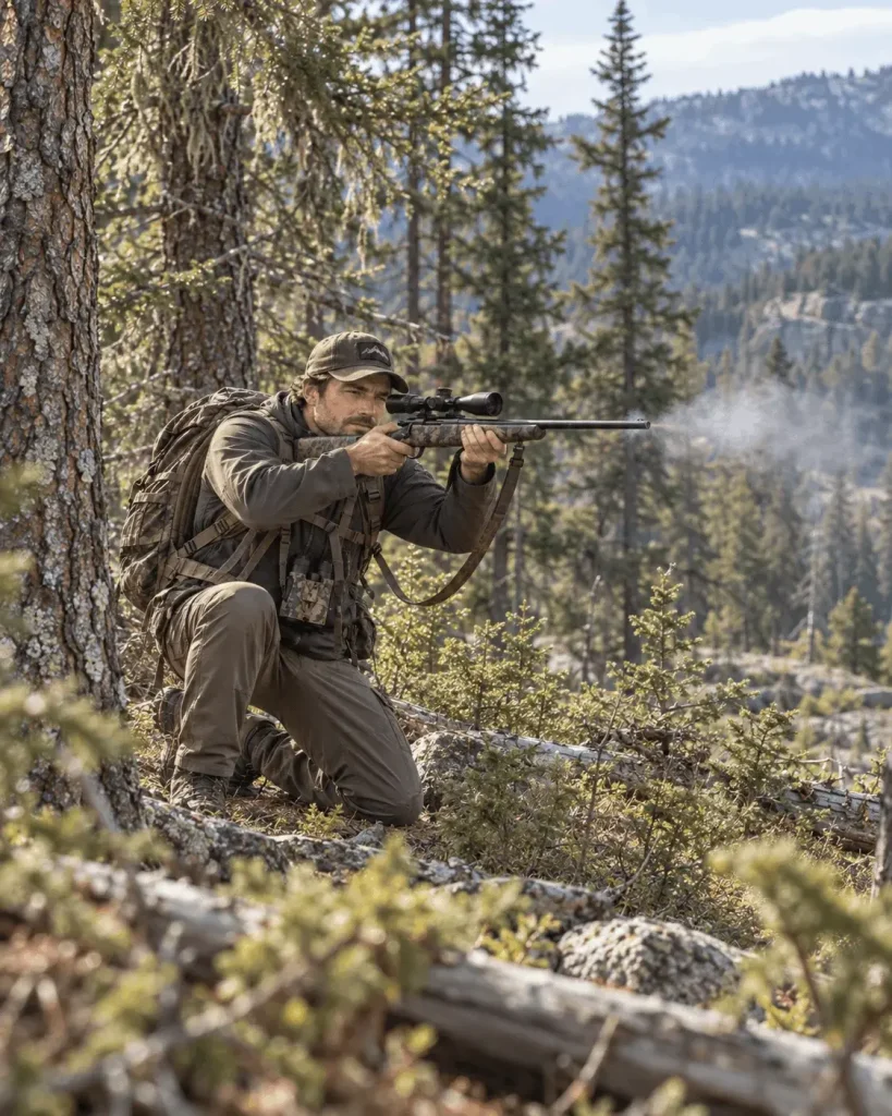 Elijah Hunt shooting in the woods