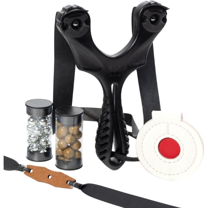 Axiom Ocularis Slingshot with Clay Ammo, Target, and Two Bands for Professional Hunting Target Marksmanship Shooting