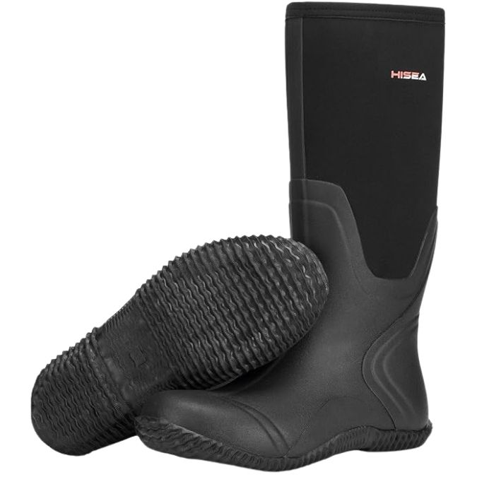 HISEA Men's Neoprene Rain Boots, Waterproof Durable Rubber Tall Boots