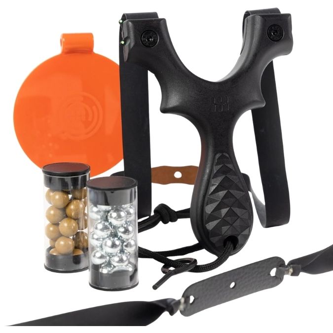 Scout LT2 Slingshot Bundle with Target, Steel & Clay Ammo, and 2 Band Sets