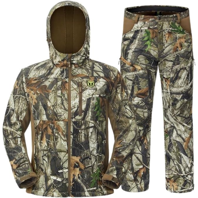 TIDEWE Hunting Clothes for Men with Silent Fabric & Fleece Lining