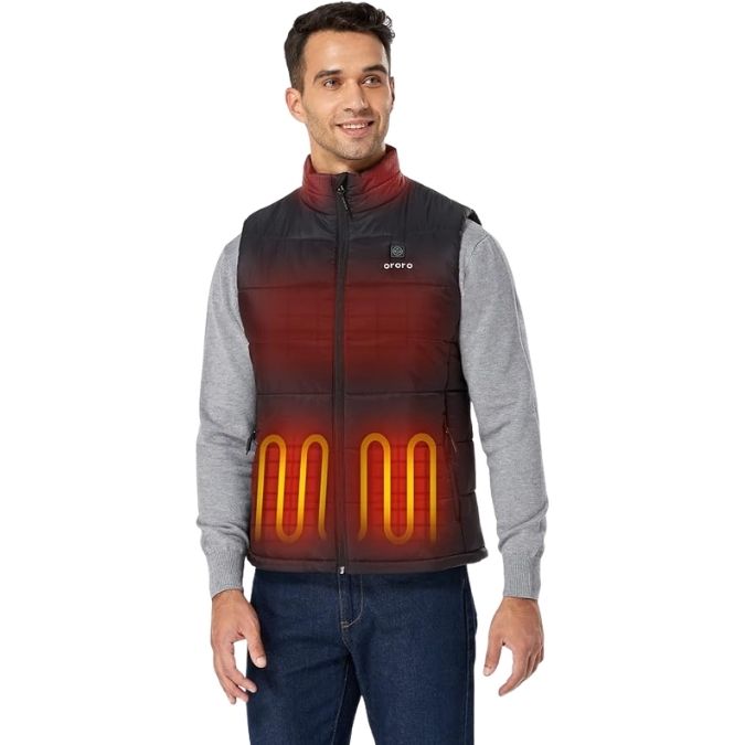 ororo Men's Heated Vest Lightweight 4-Zone Battery Puffer Vest
